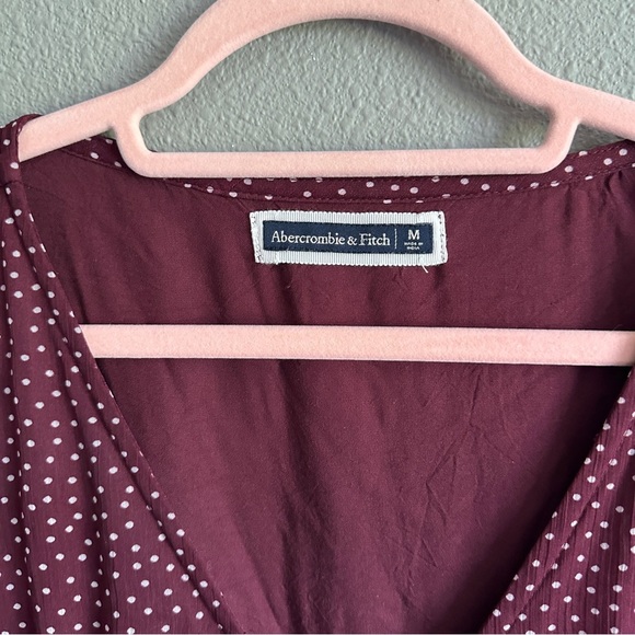 Abercrombie & Fitch Red Polka Dot Wrap Mini Dress Medium - Picture 2 of 12